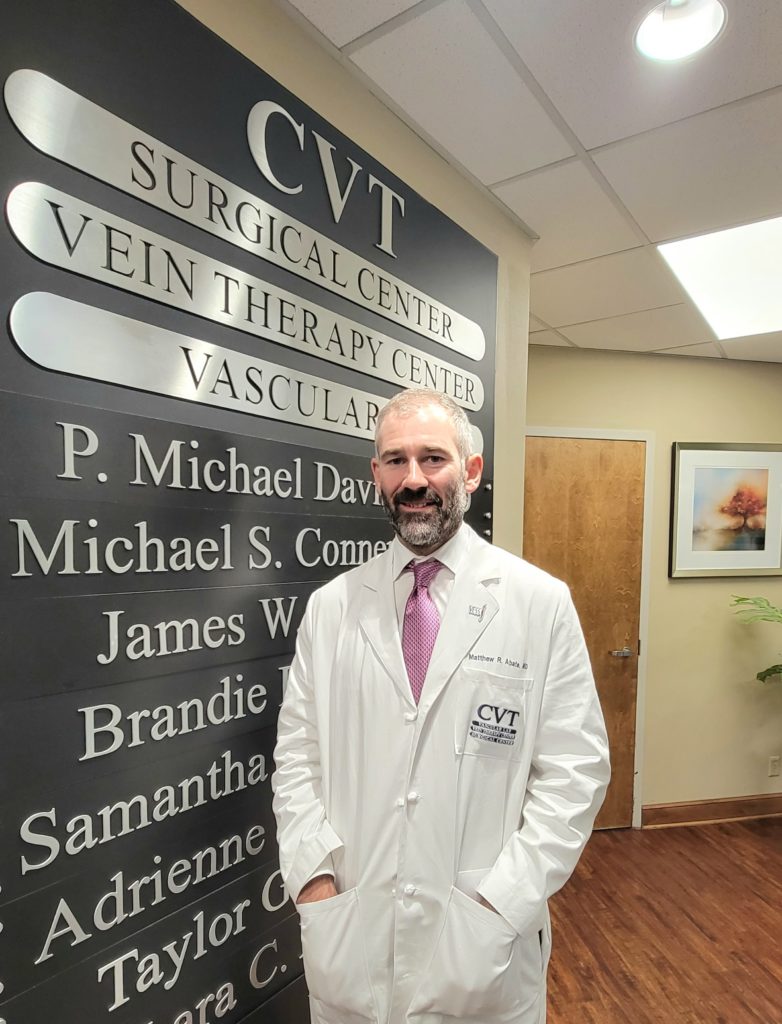 CVT welcomes Dr. Matthew Abate, Board Certified Vascular Surgeon back to Baton Rouge!  He is originally from Lake Charles, LA and received his undergraduate degree from LSU Baton Rouge.  He then moved to New Orleans where he received his medical degree from the LSU School of Medicine.  He completed Vascular Surgery Residency in 2017 at the University of Arkansas for Medical Sciences in Little Rock.  For the past 5 years he served on the medical staff of Mercy Hospital South in St. Louis, Missouri.  We are so happy to have Dr. Abate and his family here with us at CVT, and back in his home state of Louisiana. 